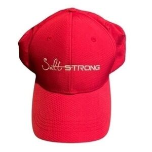 Salt Strong Lightweight Fishing Red & White Embroidery Hat Cap HTF​